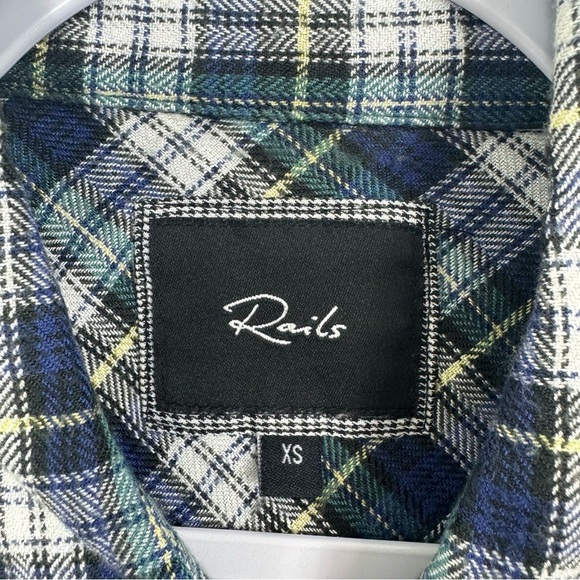 Rails Hunter Plaid Button Front Shirt Blue Green Soft Rayon Size XS - Picture 4 of 10